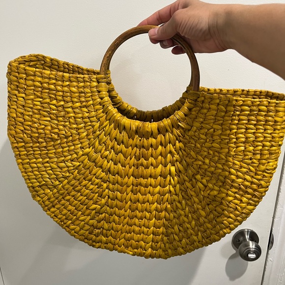 Anthropologie Vineet‎ Bahl Yellow Straw Goldilocks Bag - Picture 7 of 8